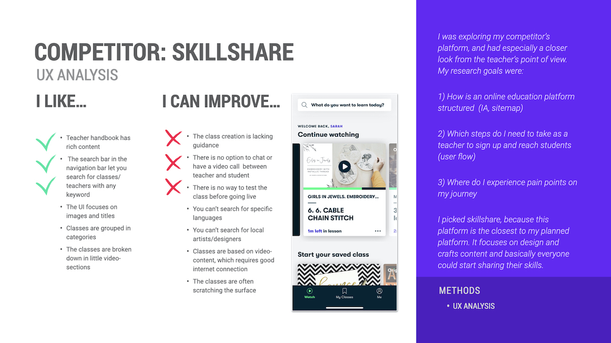 Overview of a ux analysis of Skillshare